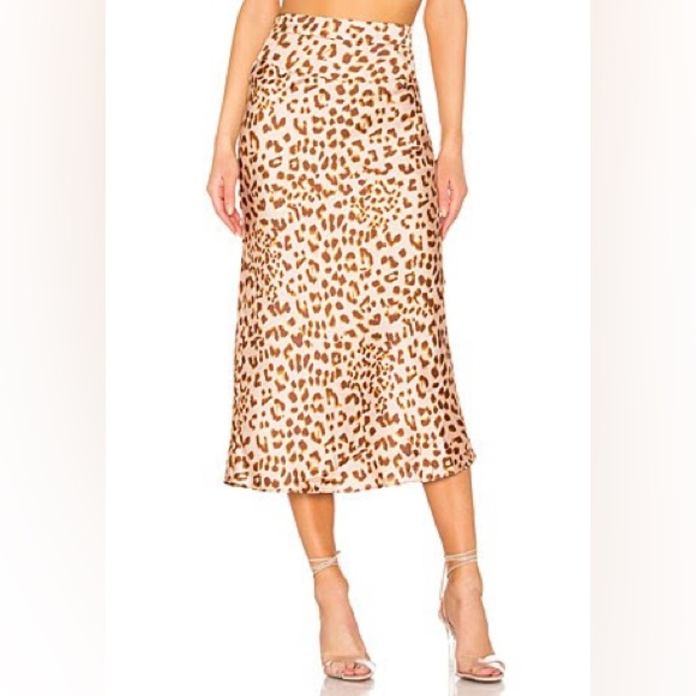 Free People Normani bias skirt, size 6, leopard print